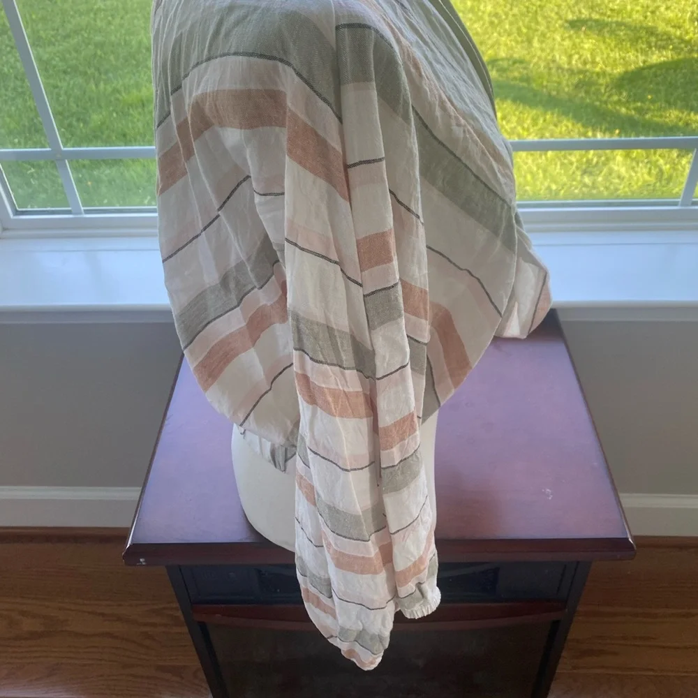 Zara faux tie up pink, green black and white Striped Crop Top size large - Picture 4 of 7